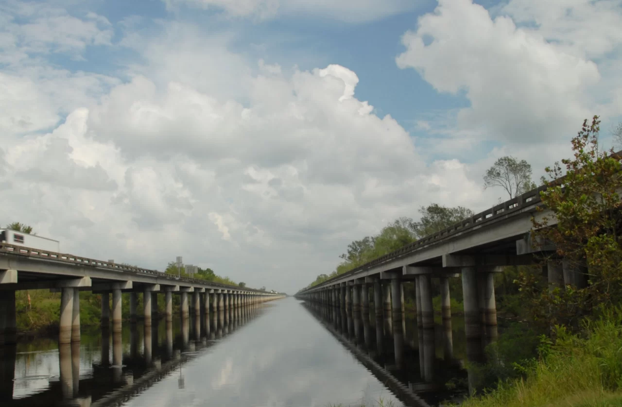 The I-10 Atchafalaya Basin Bridge at Whiskey Bay, Louisiana